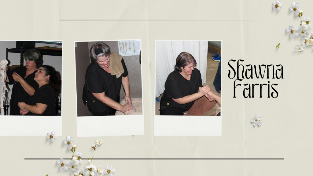 Pictures of Shawna during her time at Texas Massage Academy as she prepared to become a massage therapist. Now she is living her dream as a massage therapist.